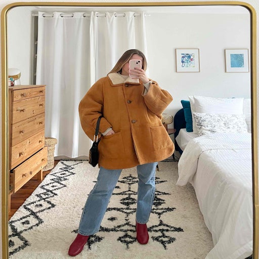 Vintage shearling best sale coat womens