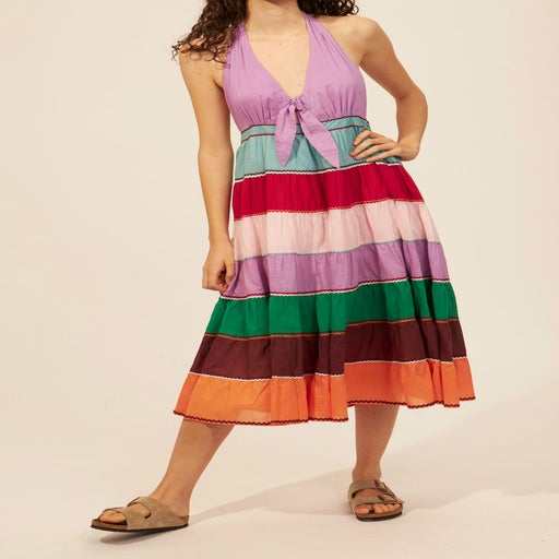 Bohemian Rainbow Tiered Maxi Dress