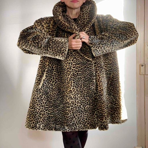 Manteau À capuche en fausse fourrure de léopard