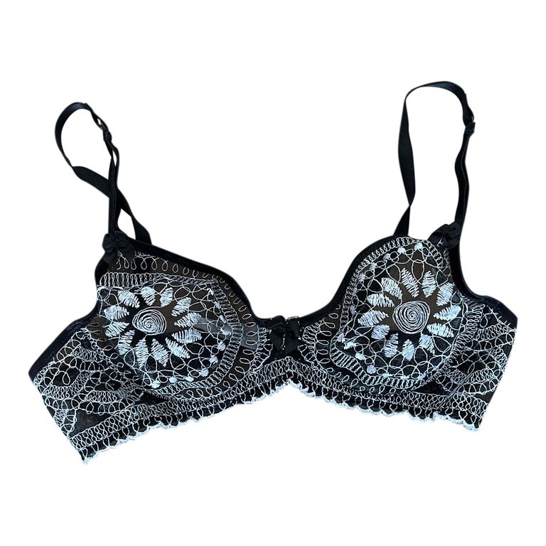 Soutien-gorge classique transparent broderie fleurie Noir Femme